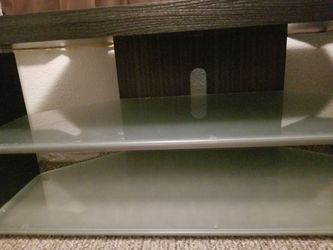 Tv stand with glass shelves-corner unit