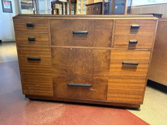 Vintage Wooden Dresser with Contrasting Rectangular Pulls