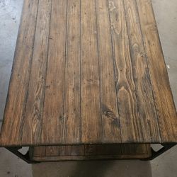 Wood And Metal Rolling Coffee Table