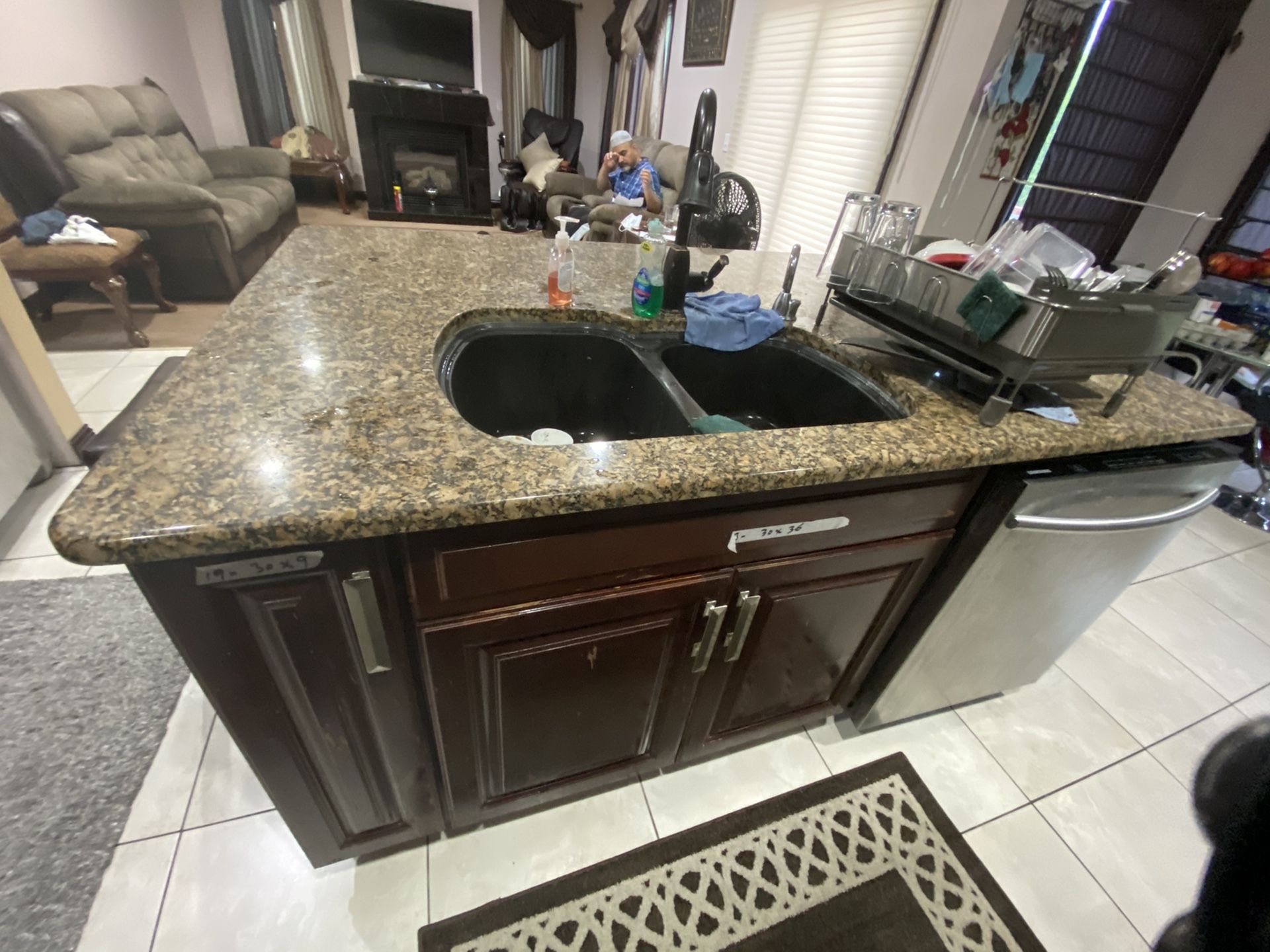 Kitchen cabinets with granite