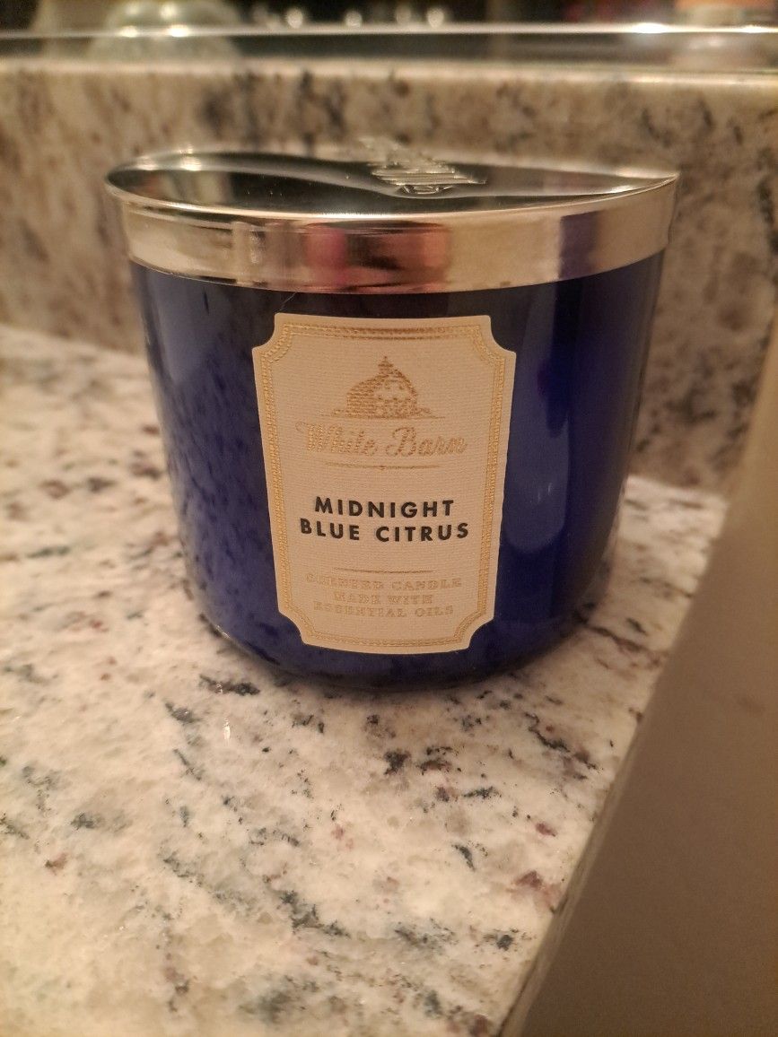 New, Candle, Hoke Decor, Bath And Body Works Candle, Midnight Blue Citrus, 3 Wick, Silver, Reindeer