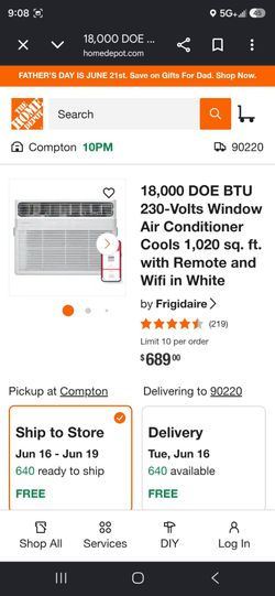 Frigidaire window ac 1800btu