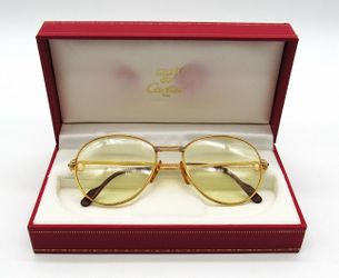 Vintage Cartier Gold Plated Eyeglasses 55-18 Rx Lenses Frame w/ Case 1988