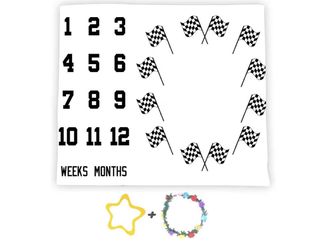 Monthly Milestone Baby Blanket Race Car 