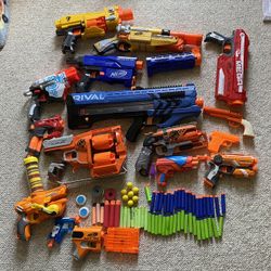 Huge Nerf Gun Lot With Ammo!