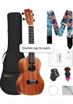 New in box Ukulele, Solid Mahogany 21 inch Ukelele Beginner Kit for Kids with Gig Bag, Digital Tuner, Replacing Strings, 3 Guitar Picks, Strap, Cloth