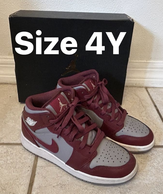Nike Air Jordan 1 Mid Cherrywood Red Sz 4Y Youth DQ8423-615 Brand NEW Never Worn w/ Original Box