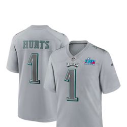Jalen Hurts Philadelphia Eagles Nike Super Bowl LVII Patch Atmosphere Fashion Game Jersey - Gray