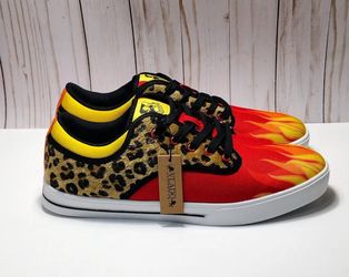 New Size 9.5 & 13 Vlado Footwear Spector 3 Sneakers Flames And Cheetah Shoes
