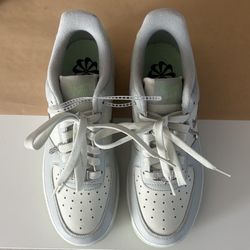Nike Air Force 1 Low In Sea Glass/ Light Silver Color-way.