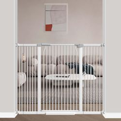 40.5" Extra Tall Baby Gate No Drill, 49.2"-54.7" Extra Wide Dog Gate Indoor, Pressure Mounted Safety Child Gate, Auto Close Pet Gate for Stairs Doorwa