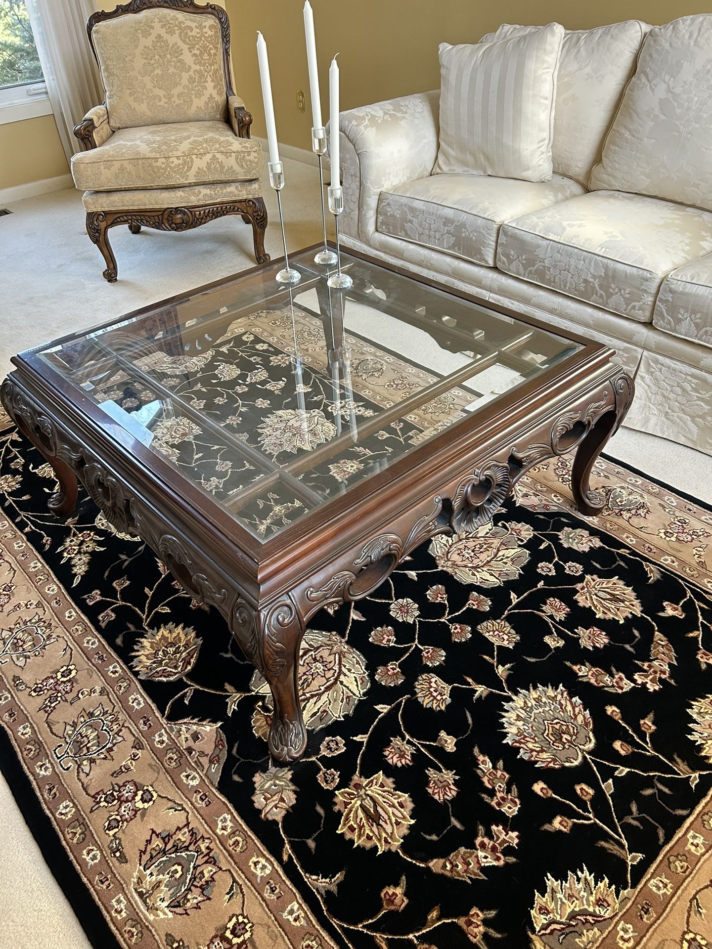 Handcrafted Wood & Glass Coffee Table by Century Furniture