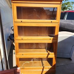 Vintage Oak Barrister Bookcase with Glass Doors – 4 Tier