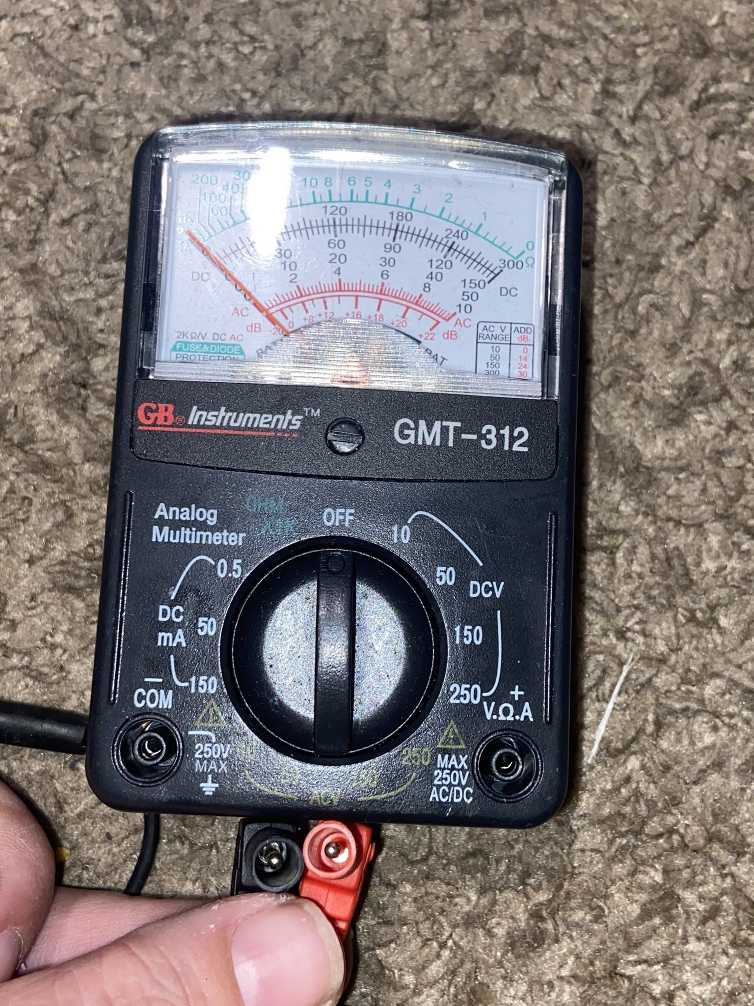 Gardner Bender GMT-312 Analog Multimeter, 5 Function, 12 Range, Tests DC Voltage, DC Current, Resistance, Continuity and Batteries