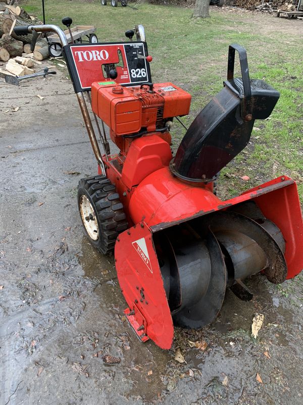 Big heavy duty Toro 826 snowblower. Won’t start, but had gas in it over