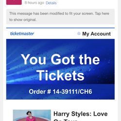 Harry styles Ticket Pittsburg Pa  Section 102 Row B