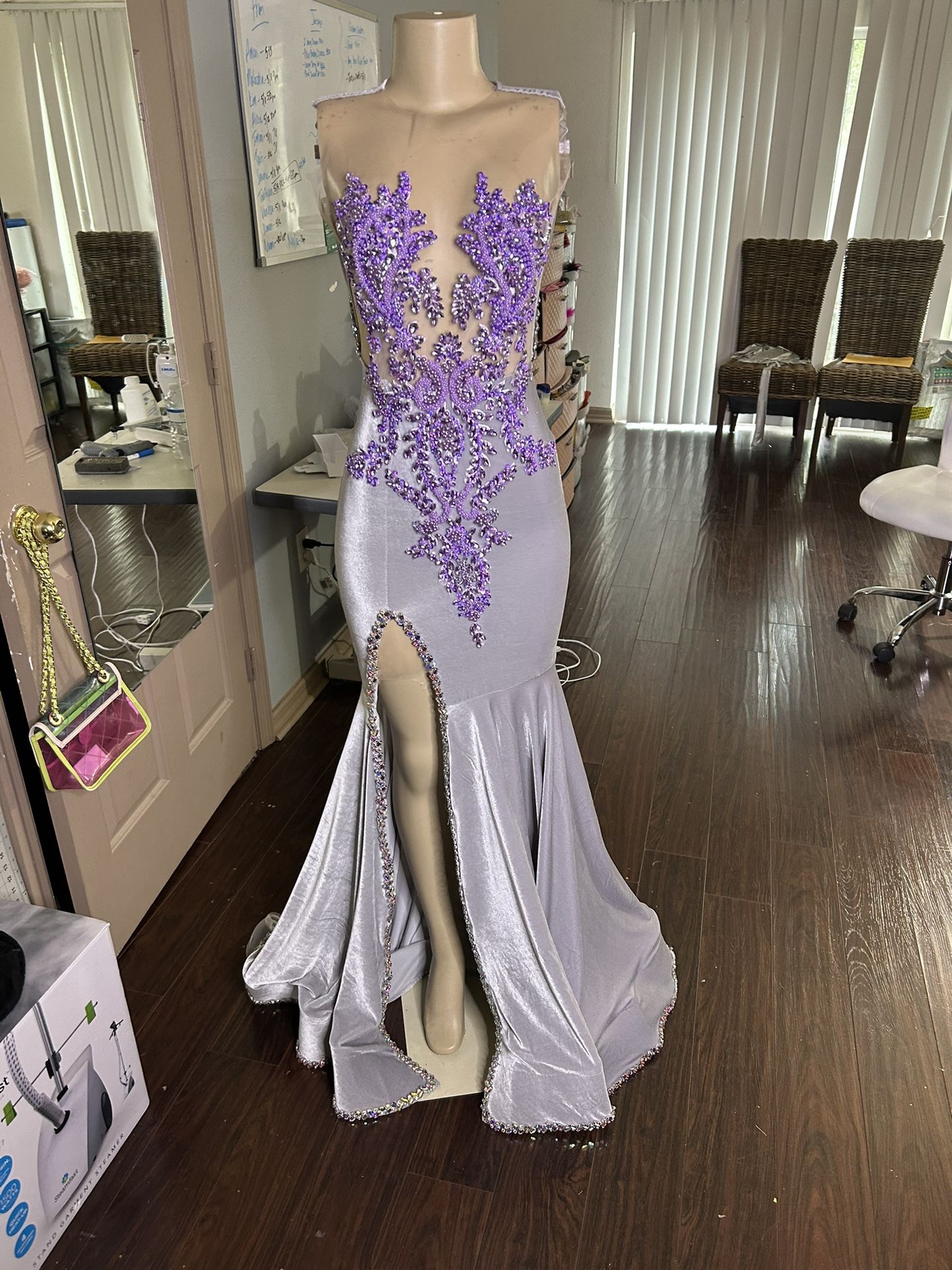 open lace back dress Jovani 38707 Size 16 Purple Beaded Strapless Peak Point Prom Dress Max   Glass Slipper Formals