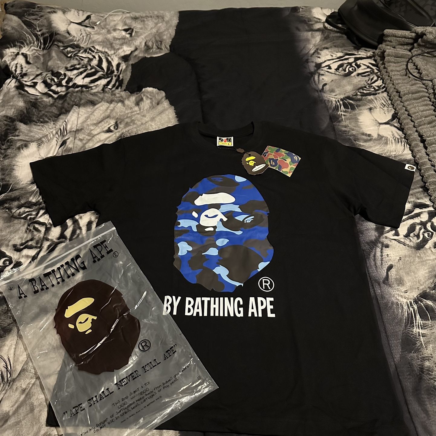 BAPE BLUE CAMO LARGE T SHIRT ( NEGOTIABLE )