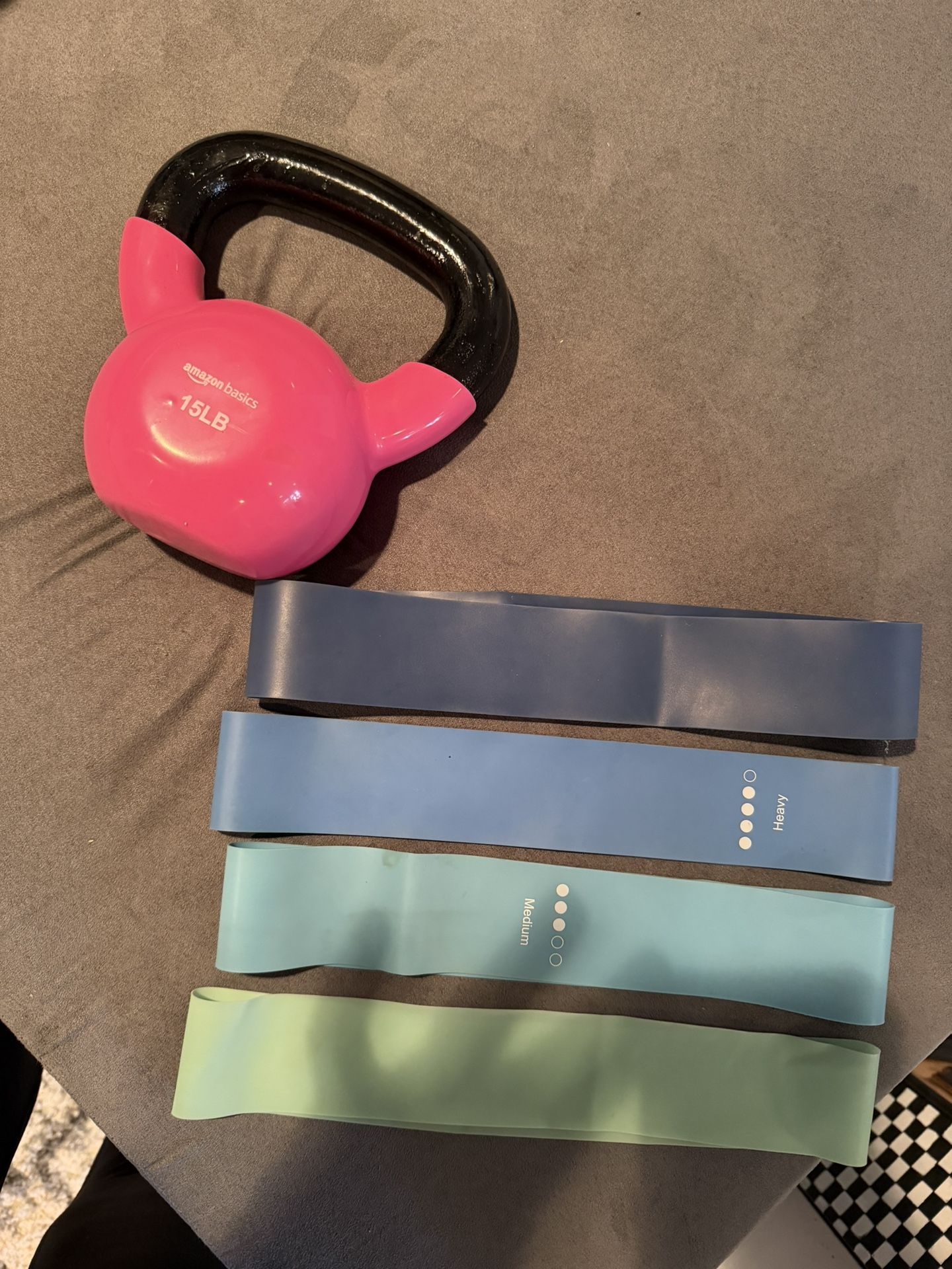 15 Pound Weight Kettle Ball Fitness Home Workout With Resistance Bands