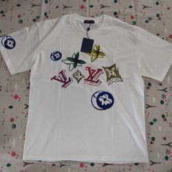 Louis Vuitton Cotton Crew Neck White T-Shirts 