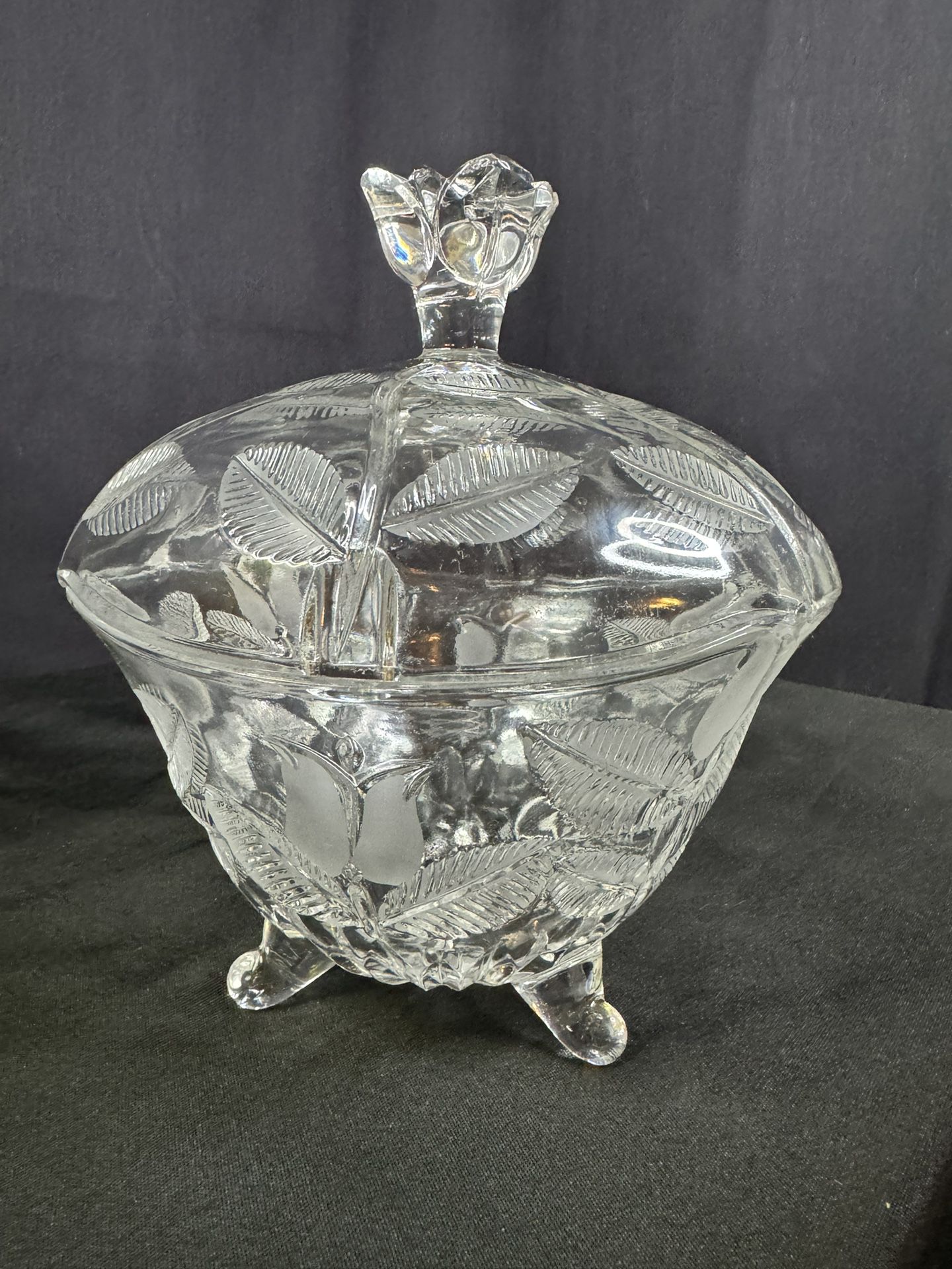 Fifth Avenue Handcut Full Lead Crystal Footed Dish With Lid Made In Poland