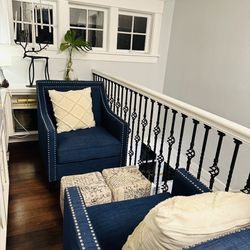 Set of two Navy Blue accents chairs 