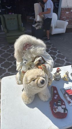 Santa Claus Figure with Polar Bear Plush hand crafter Kyler