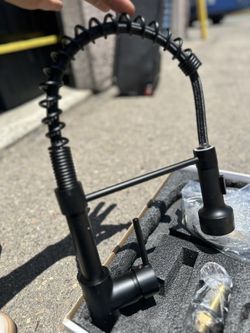 GIMILI Black Kitchen Faucet with Pull Down Sprayer Single Hole Stainless Steel LED Faucet,