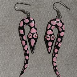 Pink And Black Snake Earrings 