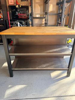 Kitchen Island with Butcher Block Top Or Work shop table