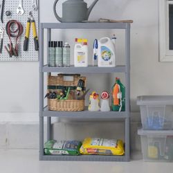  Gray Plastic Utility shelving unit ( 34.75-in W x 15.06-in D x 52.625-in H ) 