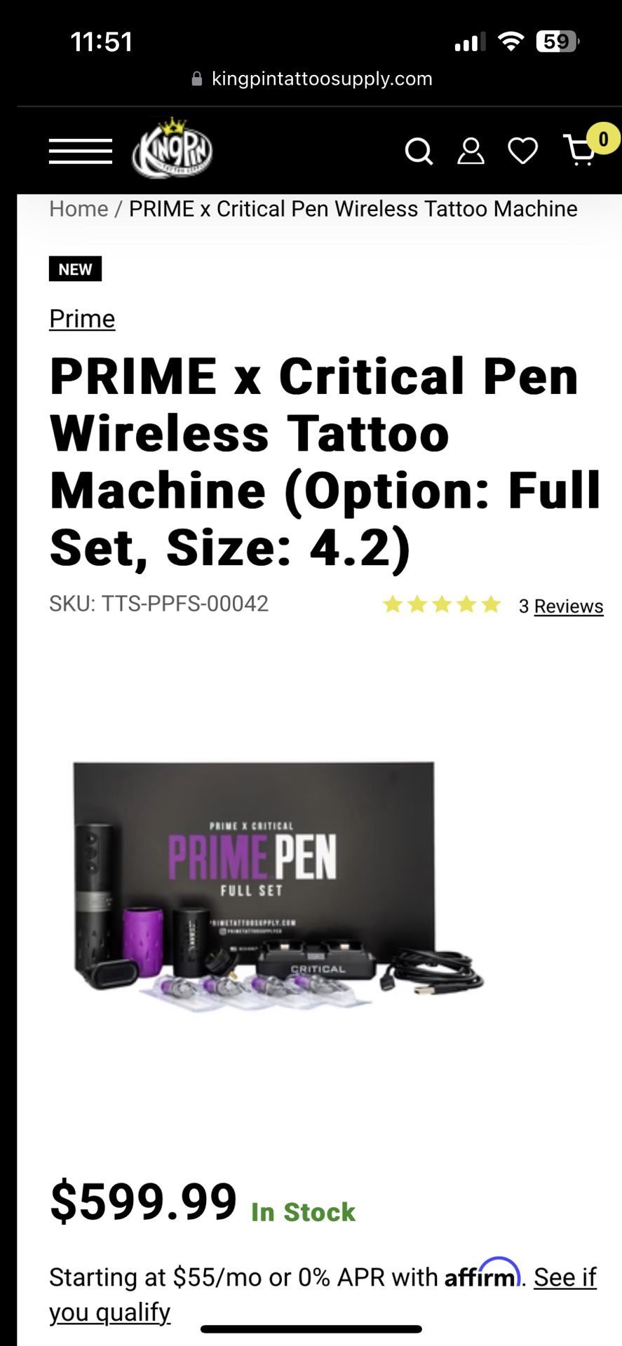 Tattoo Machine Critical Prime Pen