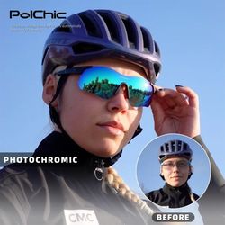 Photochromic Cycling Sunglasses: Auto-adapts to light, fits the face securely without slipping, for safe and comfortable cycling.