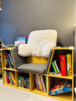 KidKraft Wooden Child Bookcase with Reading Nook, 6 Shelves