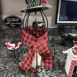 Christmas Snowman with Battery Lighted Candle