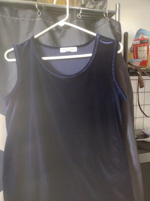 Women's Beautiful Royal Blue Velveteen Short Sleeve Tunic Large