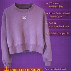 Adidas Women’s Cropped Crewneck Sweatshirt – Size Medium 