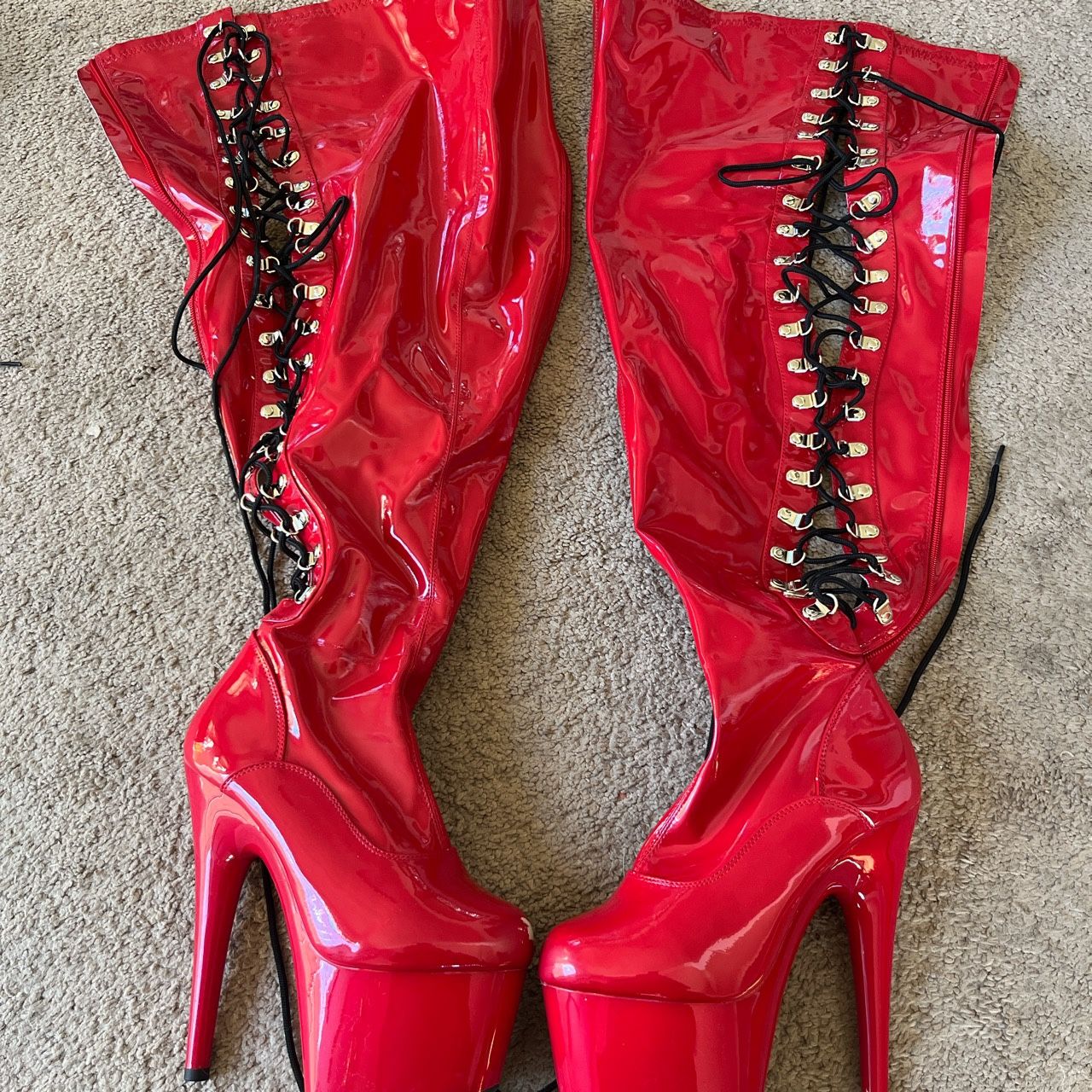 Red Thigh High Boots 