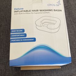 Circa air deluxe inflatable hair washing basin with built-in pillow for supreme comfort