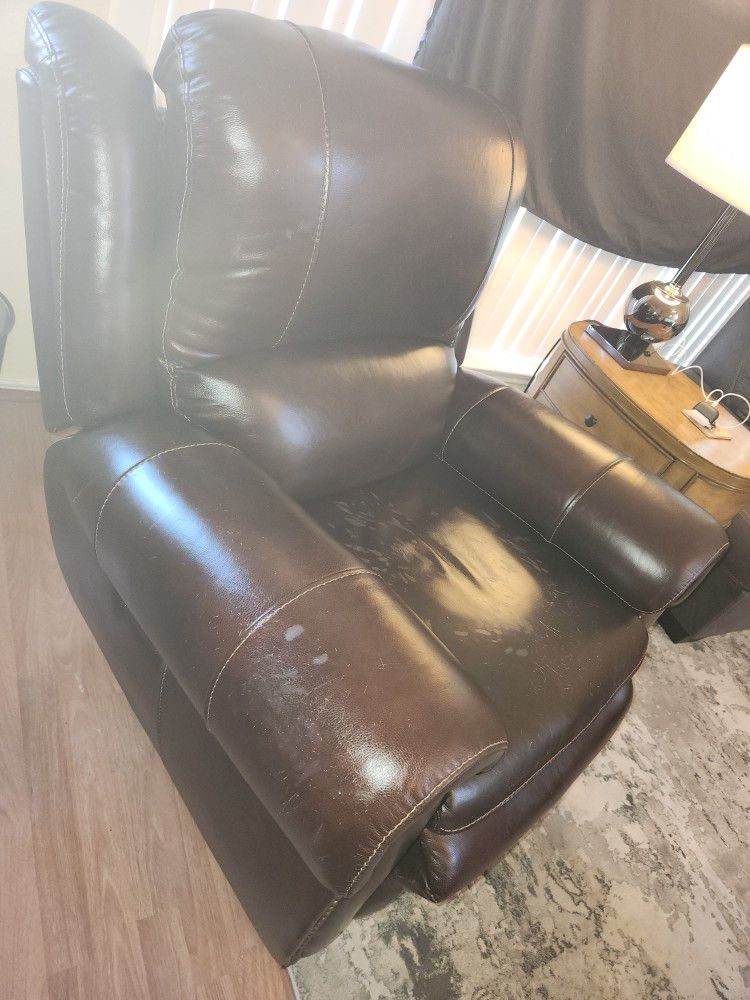 Brown Leather Power Recliner
