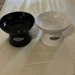  2 Pack Cat And Small Animal Ceramic Elevated Feeding Bowel