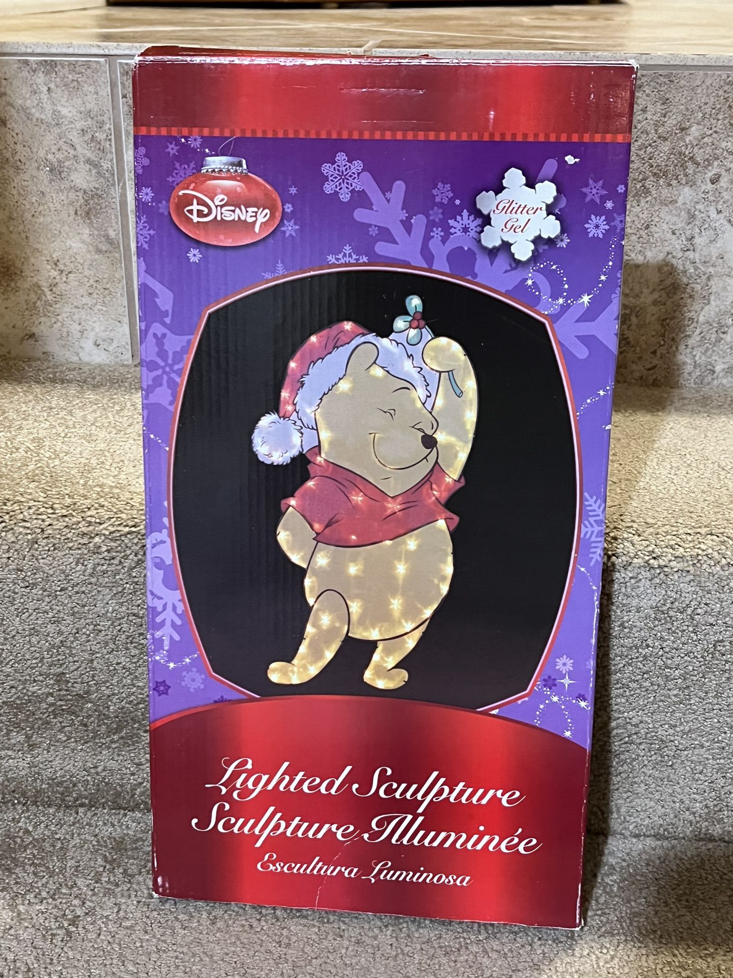 Disney Whinnie The Pooh Christmas Lighted Sculpture 15 "   Indoor Outdoor In box