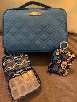 Vera Bradley Blue Quilted Travel Organizer Set