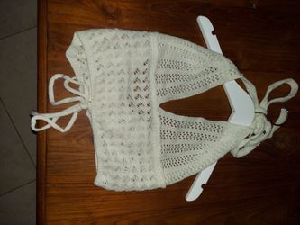 White XS crocheted Halter Top Cover-up