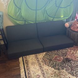 Floor Couch/fold Out Blue Denim Bed 