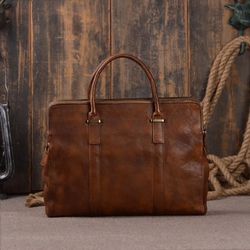 Italian Leather Men's Portfolio, Leather Laptop Bag, Leather Briefcase