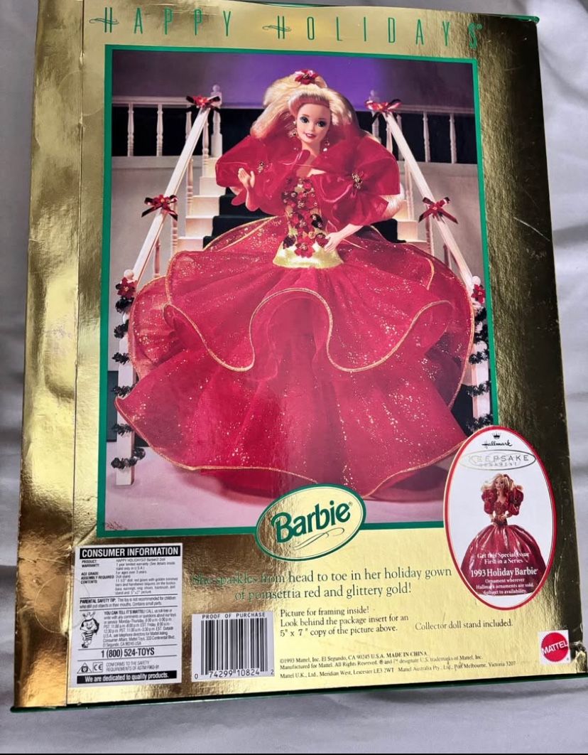 1993 Happy Holidays Barbie Doll Hallmarki