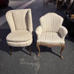 A Pair - Vintage Parlor Chairs w/ Matching Upholstery 