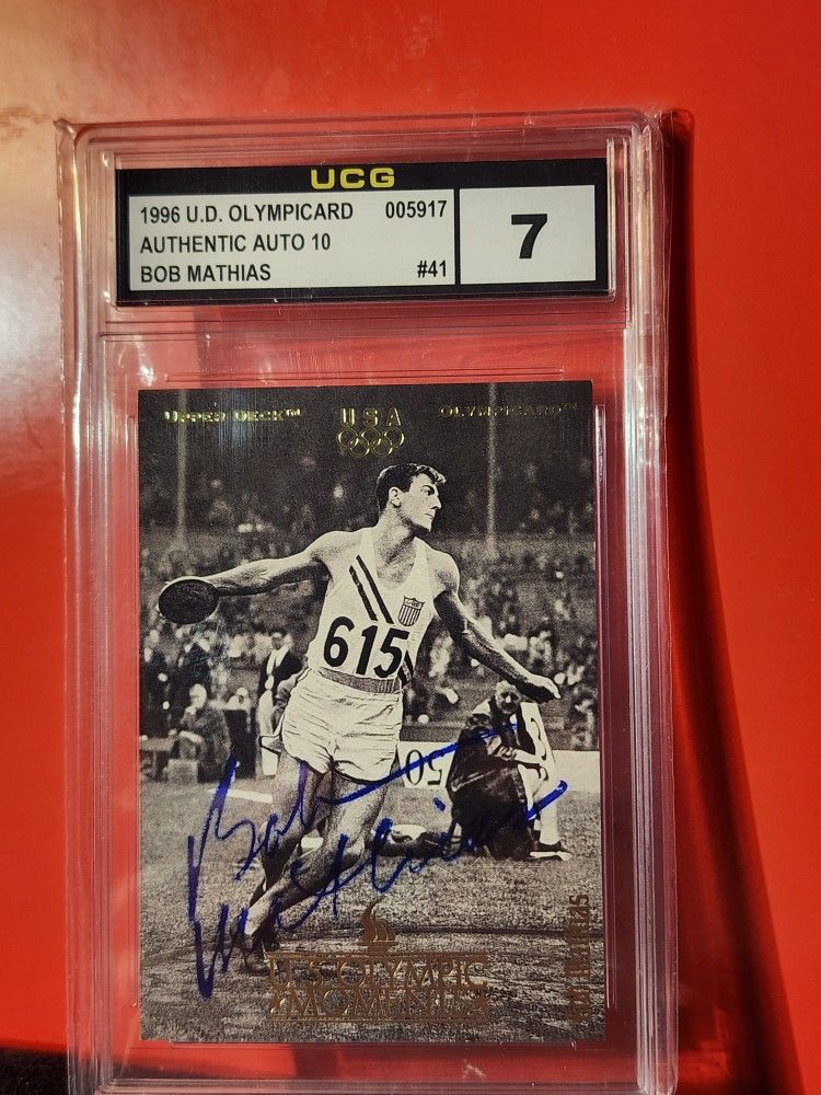 Autographed 1996 Upper Deck OlympicCard #41 Bob Mathias UCG 10/ 7