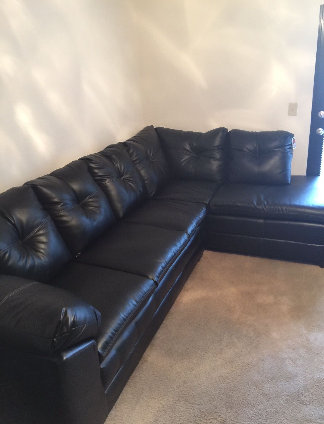 Dark brown leather couch sectional